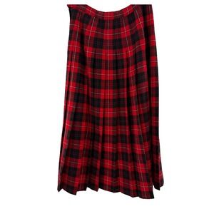 Pendleton Cunningham Tartan Plaid Pleated Wool Skirt Womens 6 Red Black